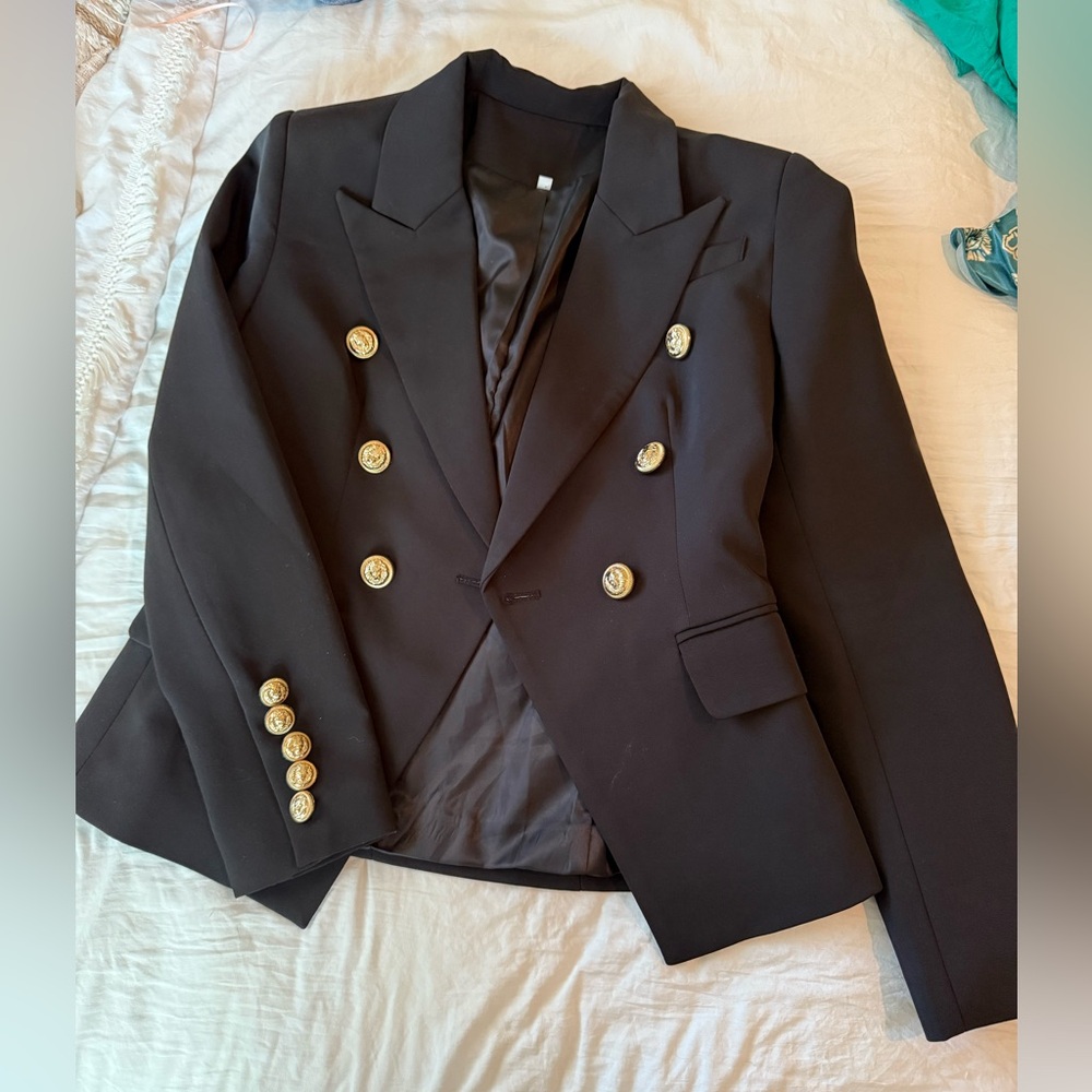 Black Blazer with Gold Buttons